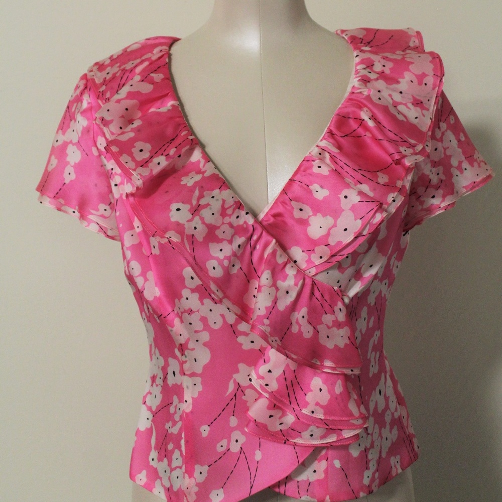 Flowery Pink Short-Sleeve Top